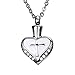 HooAMI Cross Heart Cremation Urn Pendant Memorial Ash Keepsake Stainless Steel Cubic Zirconia Necklace