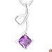 Princess Cut Amethyst Pendant Necklace Sterling Silver
