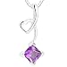 Jewelry : Princess Cut Amethyst Pendant Necklace Sterling Silver