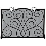 Single Panel Black Wrought Iron Ornate Screen