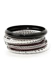 Black Red And Silver Spike Bangle Bracelet 10 Pack