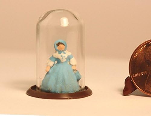 Dollhouse Miniature Southern Belle in Blue Under Glass Dome by Chrysnbon
