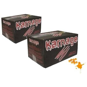 Buy Karnage Bite 2 Pack Paintballs - 2000 Rounds - Orange Shell Orange Fill