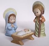 NATIVITY: Mary Joseph Jesus - Painted Bisque - 1981