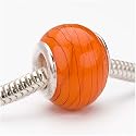 Murano Style Glass Lampwork Bead Fits Pandora Orange With Stripe 13mm (1)