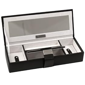 Dark chocolate colored leather safe deposit box by Wolf Designs