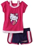 Hello Kitty Girls 2-6X Toddler Short Set With Mesh Applique And Rhinestones