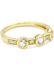 Katie Decker "Stackable" 18k White Topaz and Diamond Band , Size 7