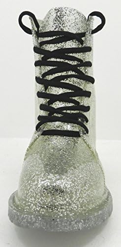 Women's Rain Boots Color Lace up Clear Waterproof Transparent Jelly Shoes (10, Silver/Clear)