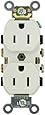 Leviton CR15-W 15-Amp, 125-Volt, Narrow Body Duplex Receptacle, Straight Blade, Commercial Grade, Self Grounding, Side Wired, White