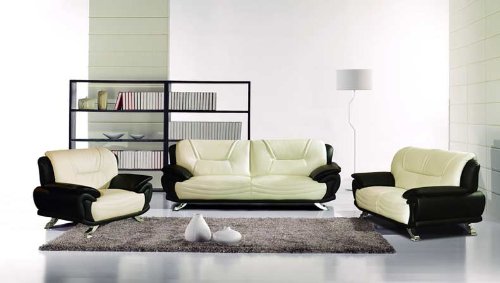 New 3pc Contemporary Modern Leather Sofa Set 