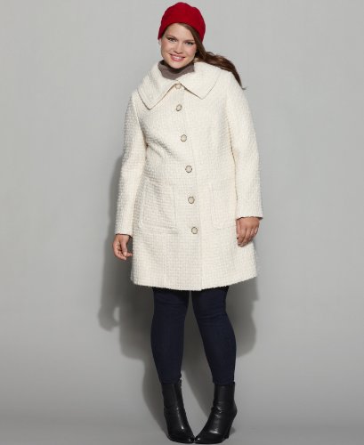 Alfani Plus Size Coat, Textured Single Breasted Black 