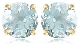 14k Choice of White or Yellow Gold 5mm Aquamarine Round Stud Earrings