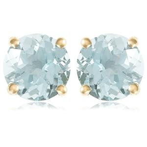 14k Choice of White or Yellow Gold 5mm Aquamarine Round Stud Earrings