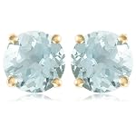 14k Choice of White or Yellow Gold 5mm Aquamarine Round Stud Earrings