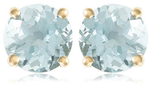 14k Choice of White or Yellow Gold 5mm Aquamarine Round Stud Earrings