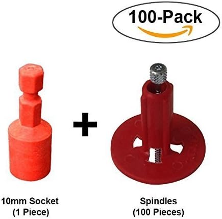 ATR Tile Leveling System Spindles 100pcs (Reusable) + 10mm Hexagon Socket by ATR Tile Leveling Alignment System