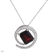 Necklace With 3.88ctw Precious Stones - Genuine Diamonds and Garnet Well Made in White Gold Length 18in