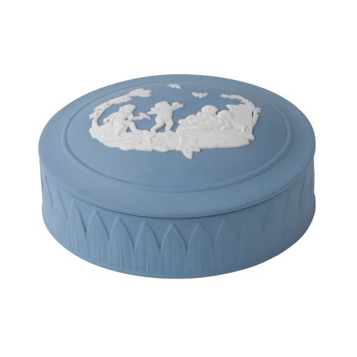 Wedgwood Jasper Classic Trinket Box White on Pale Blue