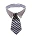 Vedem Dog Striped Neck Tie with Tuxedo Collar Pet Cat Bowtie Cotton Collar 8''-20'' for Small Medium Large Dogs (Blue, M)