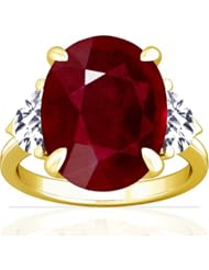 14K Yellow Gold Oval Cut Ruby Three Stone Ring