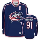 FEDOROV #91 Columbus Blue Jackets RBK Premier NHL Hockey Jersey by Reebok (NHLPA Certified Custom Sewn Authentic Twill)