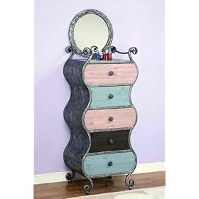 Parisian 5 drawer Chest And Mirror, 74Hx24W, COOL GRAY by Home Decorators Collection