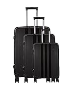PLATINIUM Set de 3 trolleys rígidos (Negro)