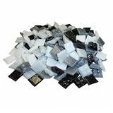 Glasmosaik ~1450 Mosaiksteine 1x1cm 1000g Schwarz-Weiss-Grau-Mix