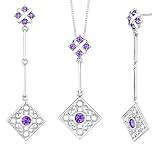 Charming and Chic 3.00 carats Round Shape Amethyst Pendant Earrings Set in Sterling Silver