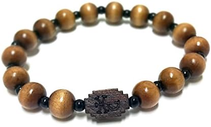 Anna Holy Gifts Catholic Rosary Wooden Beads Bracelet Pre-Wrapped Gift Ready to Give (RB-1 for MEN)