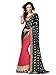 Shonaya Pink &Blue Georgette Patch work saree &Unstitched Blouse Piece,Free Size