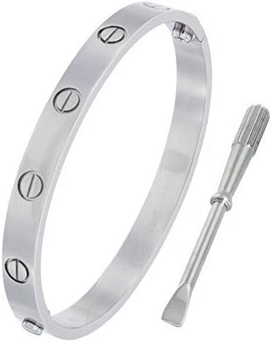 MARAT Brands® Designer Inspired Oval Love Bangle Bracelet White Gold/Silver with Screw- USA Seller