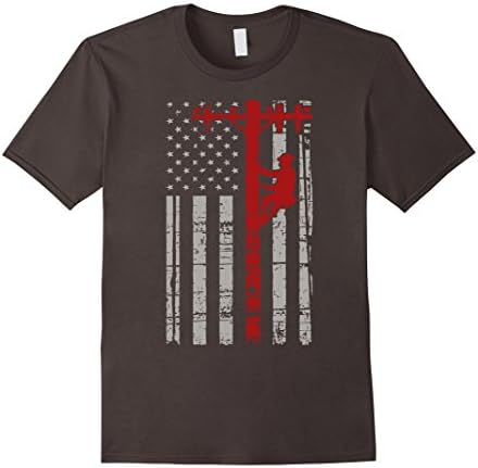 Men's Lineman Shirts - American Flag Lineman XL Asphalt