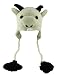 DeLux Goat Face White Wool Pilot Animal Cap/Hat with Ear Flaps and Poms
