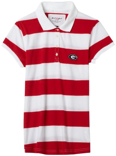Garb NCAA Georgia Bulldogs  Betty Youth Striped Polo Shirt (Medium, Red)