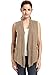 VESSOS Women's Pockets Solid Color Sleeveless Asymetric Hem Open Front Vest Cardigan