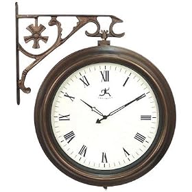 Infinity Instruments Towne Center - Two-sided Clock Faux Aged Copper Finish