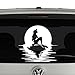 Ariel the Little Mermaid Sitting Under the Full Moon Die Cut Vinyl Decal Sticker for Car Truck Helmet Laptop (White, 6