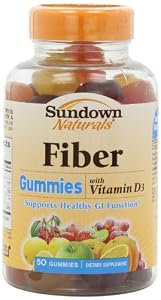 Sundown Naturals Fiber with D3 Gummies, 50 Count (Pack of 3)