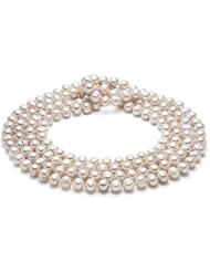 HinsonGayle Handpicked Ultra-Iridescent 9.0-9.5mm White Circlé Baroque Cultured Pearl Rope Necklace (DIVA Collection, 65")