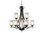 Kenroy Home 80589ORB Bienville Nine-Light Chandelier with 5-Inch Pale Amber Scavo Glass Shades