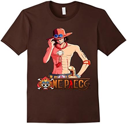 Men's One Piece Anime Luffy ACE T-Shirt Large Brown