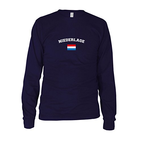 Oranje Niederlage – Herren Langarm T-Shirt, Größe: S, dunkelblau