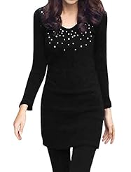 Scoop Neck  Stretchy Cotton/Polyester Mini Dress  With Pearls