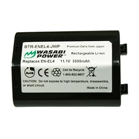 Nikon EN-EL4 / ENEL4 Replacement Battery (Premium Japanese Cells 3000mAh 5-YR Warranty) (by Wasabi Power®)