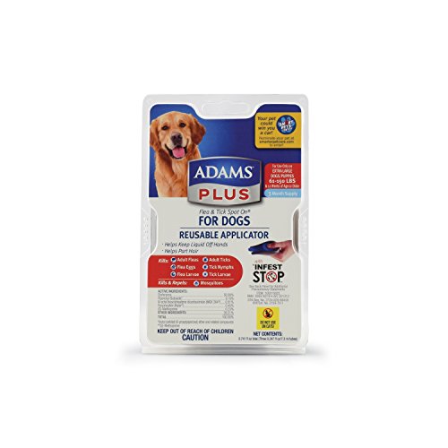 Adams Plus Flea and Tick Spot On for Dogs, Extra Large Dogs 61-150 Pounds, 3 Month Supply, With Applicator Adams Plus Flea and Tick Spot On for Dogs, Extra Large Dogs 61-150 Pounds, 3 Month Supply, With Applicator