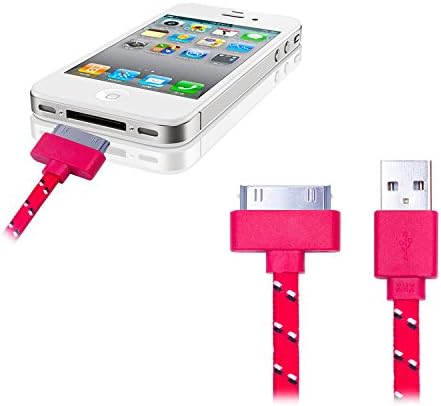 WITPRO Durable Braided Fabric Colorful 10ft 3m 3meters Extra Long USB 2.0 Charger Cable Cords for Iphone 4 4s Ipod Touch 4 Nano 6 (RED)