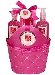 7119 Morgan Avery Rose Bath and Body Satin Rhinestone Bag Gift Set