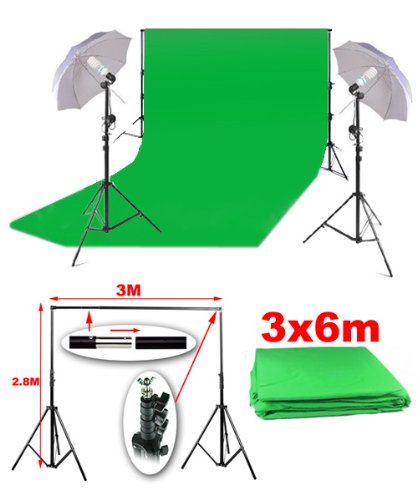 BPS Background Support & 3m x 6m Green Backdrop 